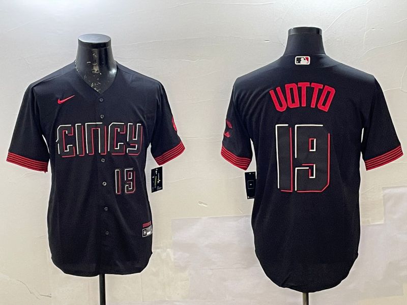 Men Cincinnati Reds 19 Uotto Black City Edition Game Nike 2025 MLB Jersey style 4